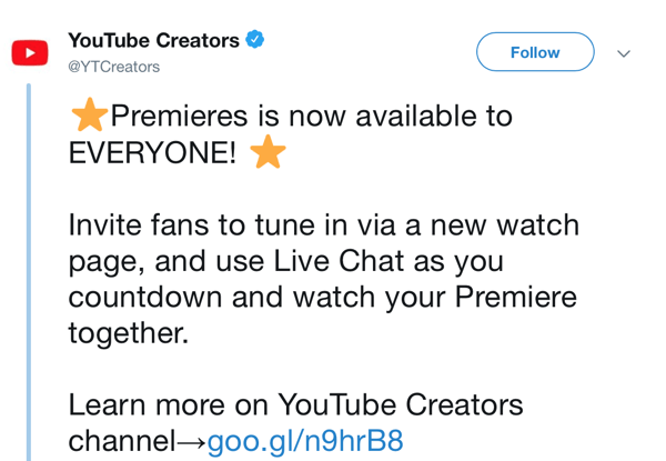 Youtube premieres