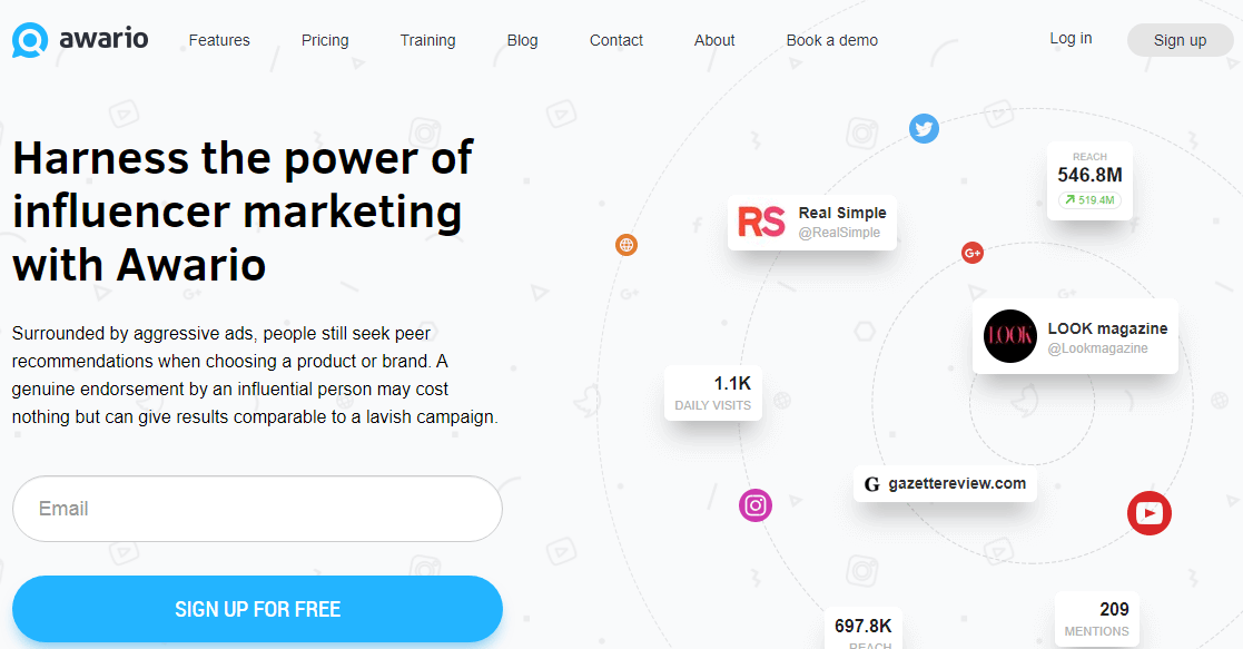 Applicazione di marketing per influencer Awario