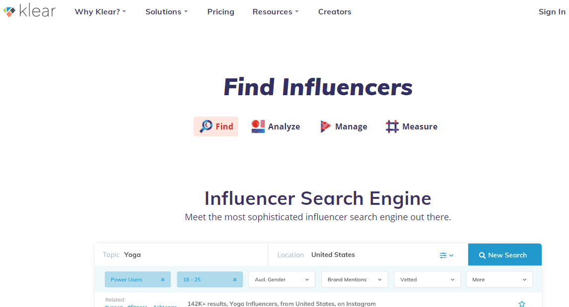 Klear Find Influencers App